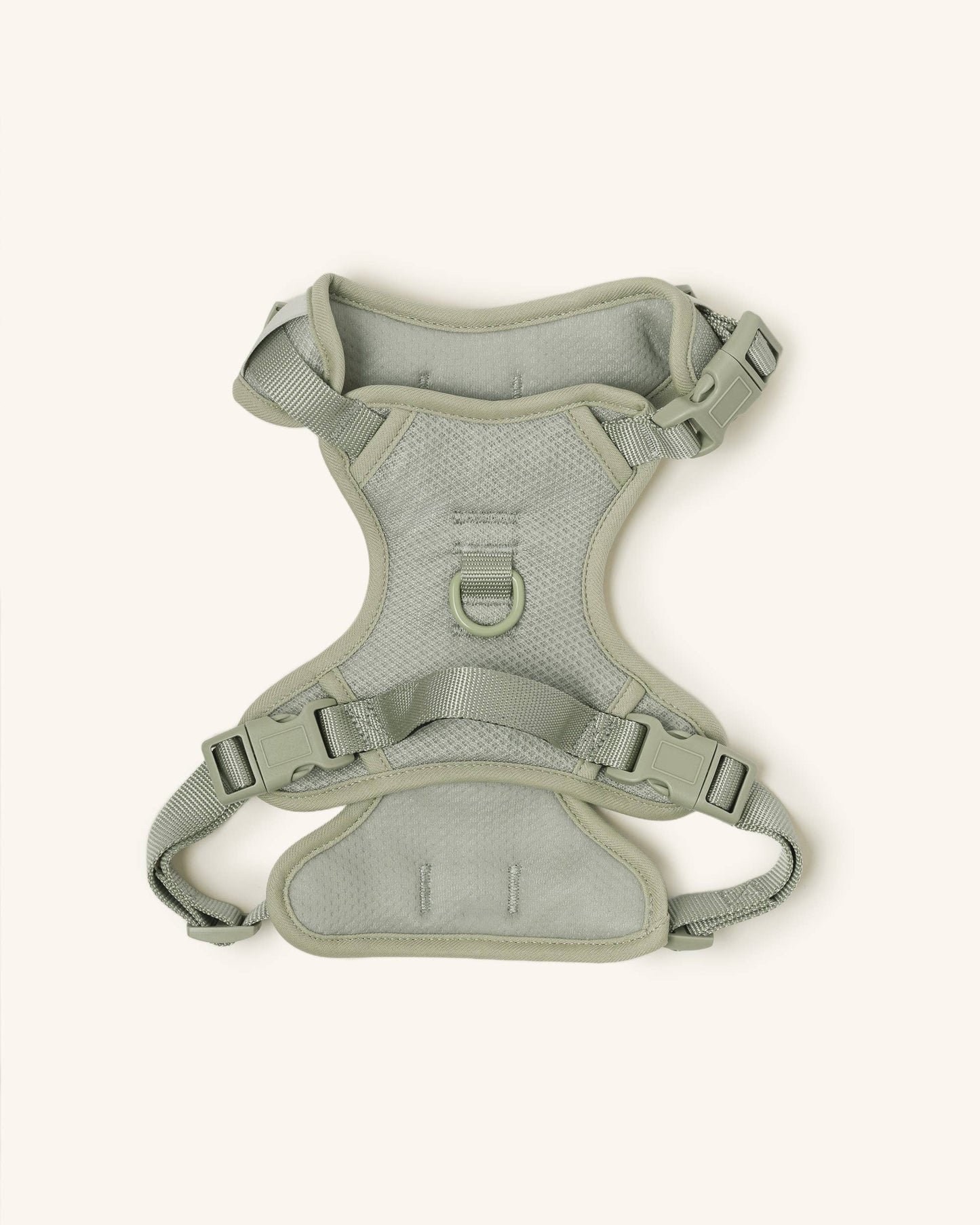 Back view of the Peachy Dogs Classic 2.0 Harness in Matcha green, showcasing the durable mesh fabric and reinforced stitching.
